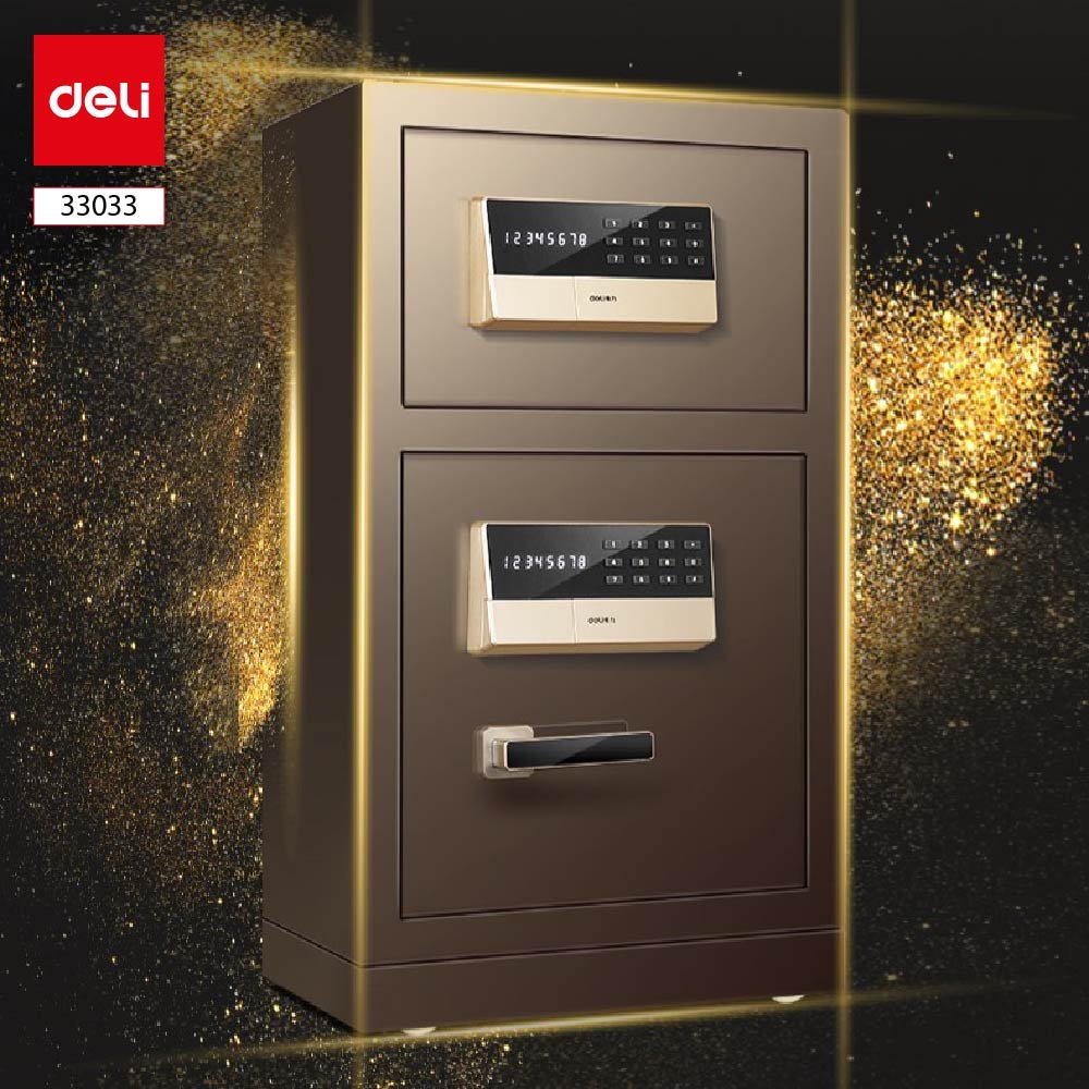 ديلي خزنة معدنية بابين - حماية (أرقام +2 مفتاح) - 46.5 كغ - 80*43*38 سم - برونز - E33033